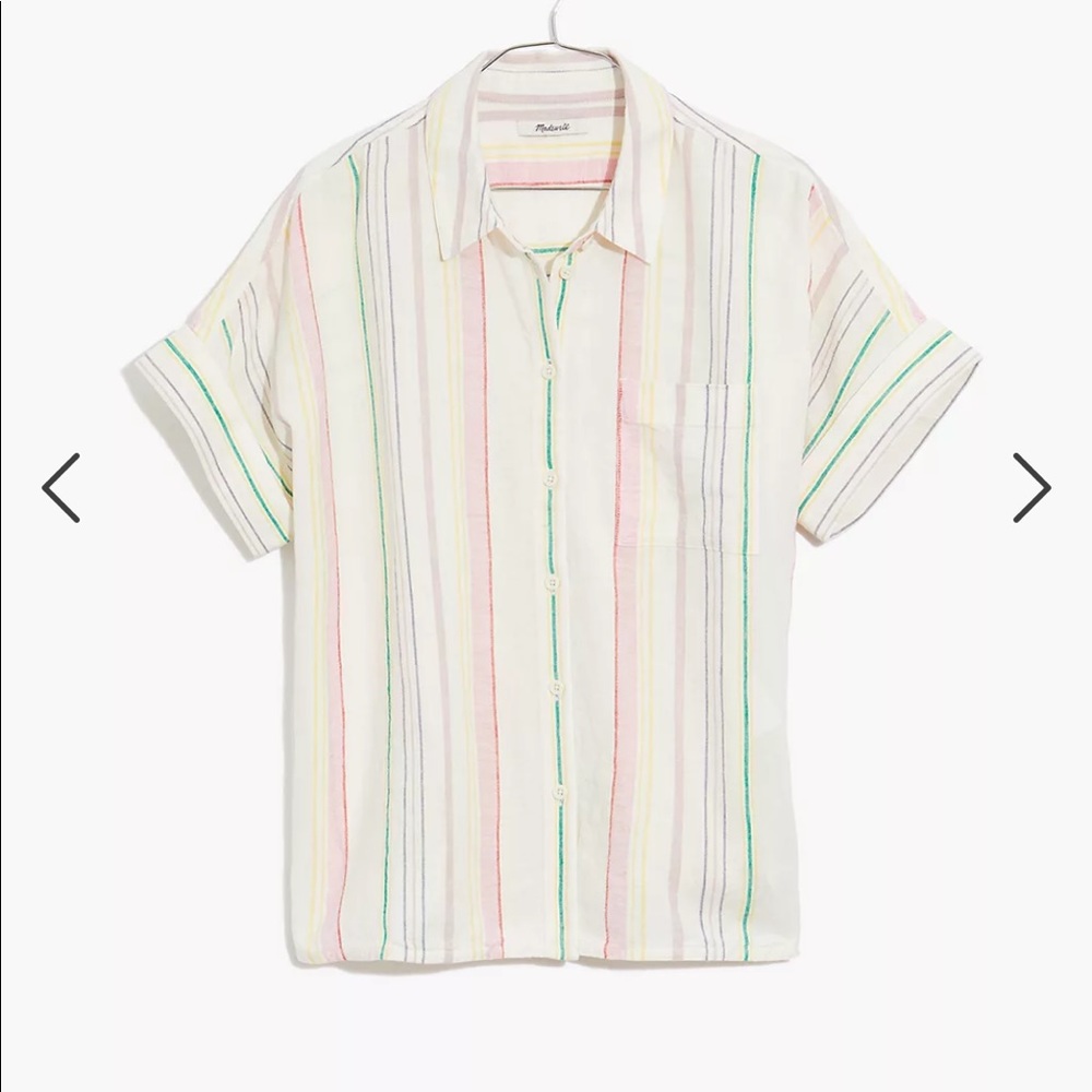 NWT Madewell Linen Blend Daily Shirt Rainbow Stripe size Small